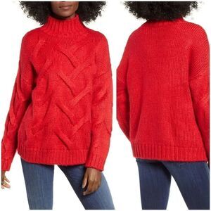 Love by Design Red Cable Mock Neck Sweater